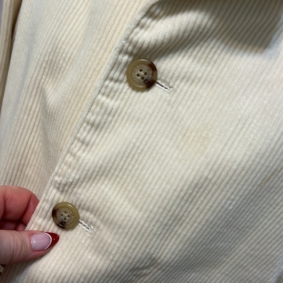 Lauren Jeans Co Corduroy Blazer Leather Elbow Patches Size 1X Cream Pockets - Picture 4 of 13
